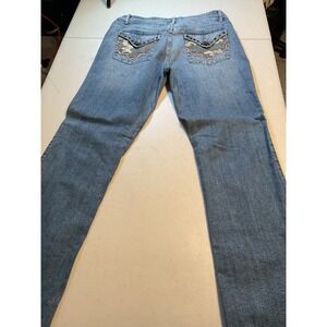 Nine Eight Camo Pocket Studded Straight‎ Leg Jeans Blue Denim Womens Size 14